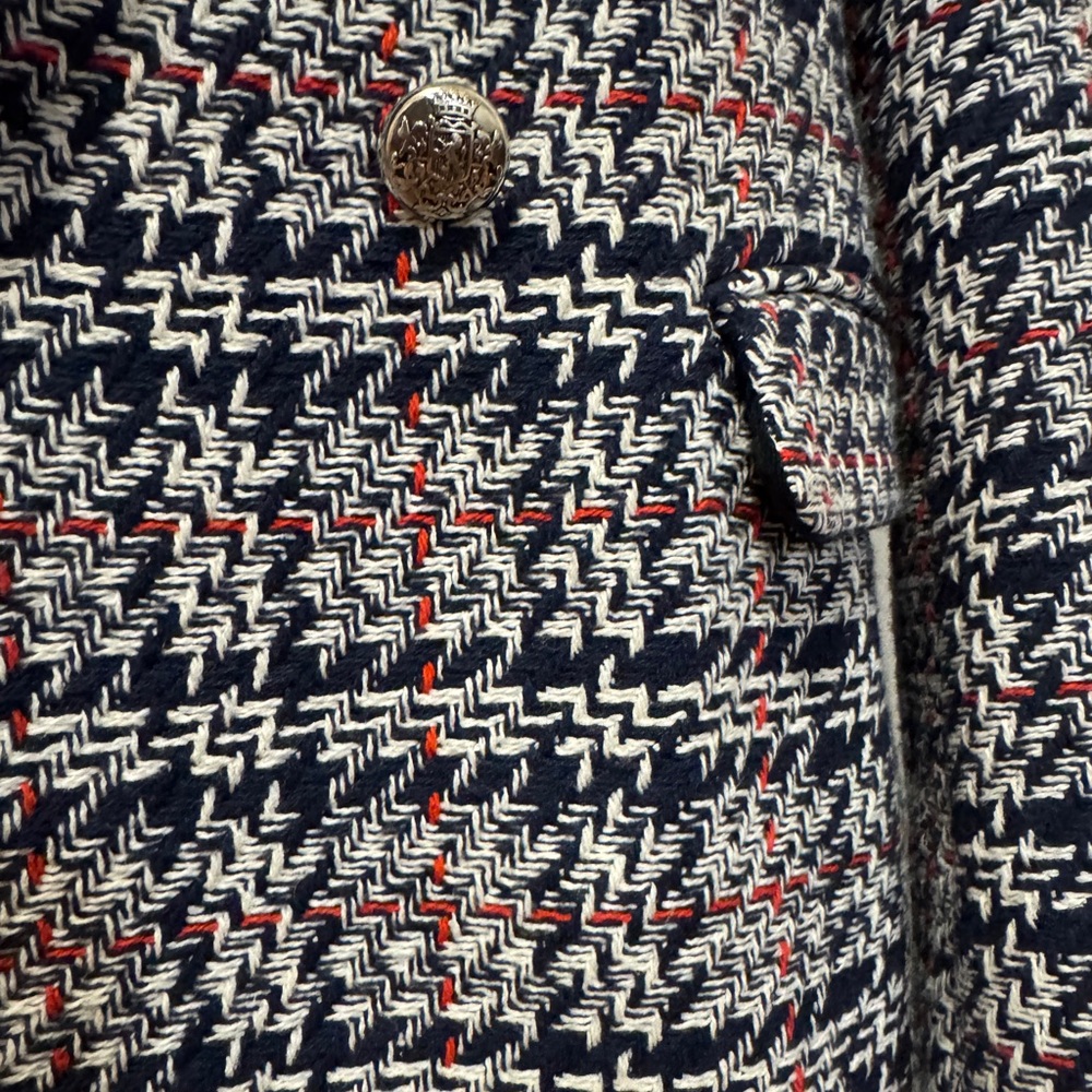 Zara Tweed Blazer Jacket Navy & Red Plaid - Picture 14 of 16